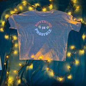 tee shirt that says “anything is possible”